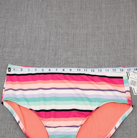 California Sunshine Multi Color Striped Swimsuit Bikini Bottoms. 1X - Picture 5 of 6
